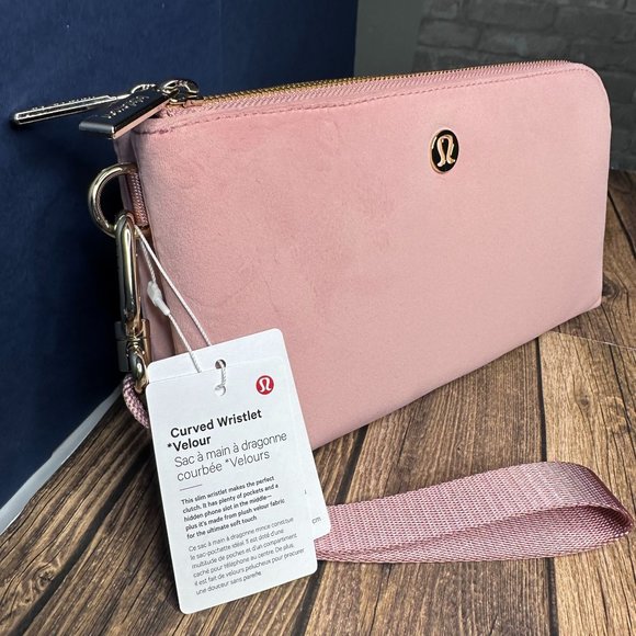 Lululemon Curved Wristlet Velour NWT *Limited Edition Gold* Pink Pastel (O/S) - Picture 2 of 13